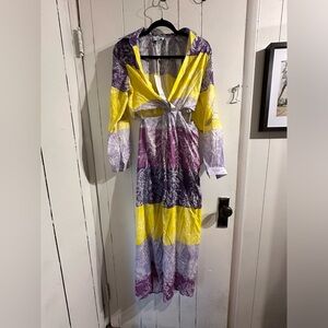 TAJ NWT Vibrant Long Sleeve CUT OUT  Dress